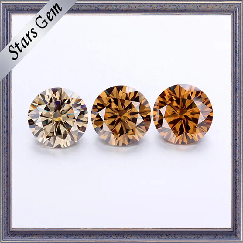 Piedra moissanita de 1 quilate de color champán colorido