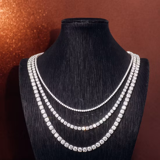 Real Moissanite Tennis Chain Passed Diamond Tester 2mm 3mm 4mm 5mm Vvs Moissanite Diamond Jewelry Chain in Wholesale