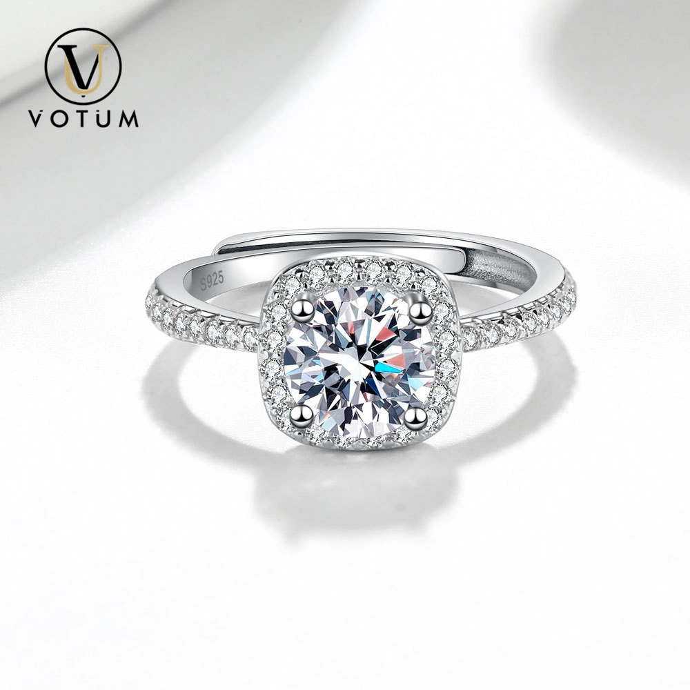 Votum Fashion Wholesale 18K Gold Plated 925 Sterling Silver D Color Moissanite Diamond Ring Women Accessories Custom Handmade Jewelry with Gra Certificate