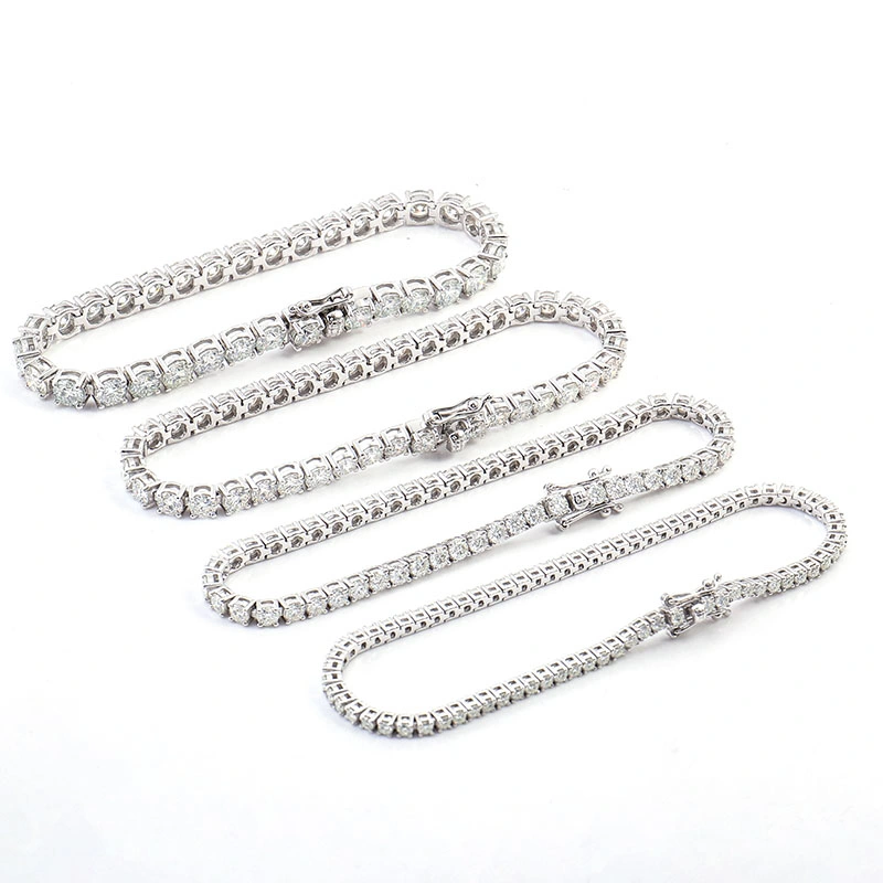 Silver Wrist Chain Vvs Moissanite Chain 2/3/4/5mm Moissanite Diamond Hip Hop Tennis Chain Factory Directly