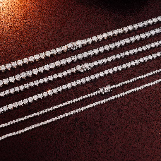 Real Moissanite Tennis Chain Passed Diamond Tester 2mm 3mm 4mm 5mm Vvs Moissanite Diamond Jewelry Chain in Wholesale
