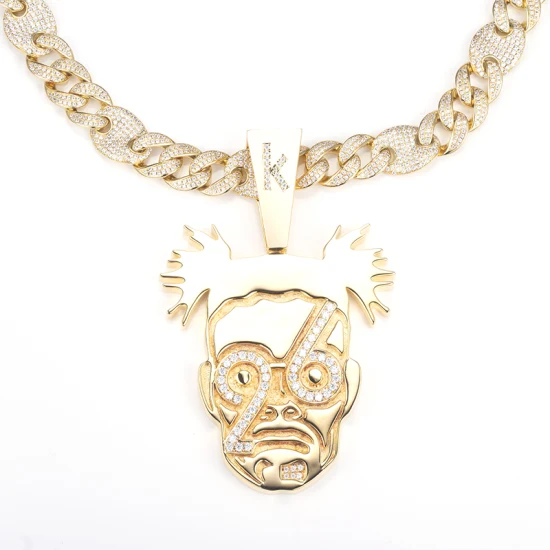 MSN-542 Hip-Hop Jewelry 925 Silver Men's Moissanite Cuban Link Chain colgante