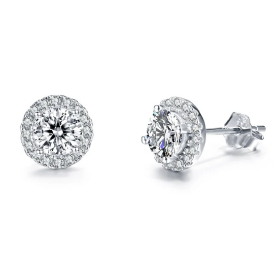 Venta al por mayor Lab Grown Moissanite Diamond Jewelry 925 Sterling Silver Stud Pendientes Joyería de boda