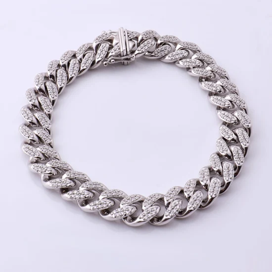 La última cadena cubana de plata de ley 925, pulsera cubana de hip hop, hip hop con circonitas cúbicas, cadena de joyería de moissanita