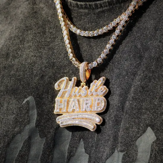 Custom Buss Down Hip Hop Cadenas cubanas Moissanite Iced out Nombre Letras Colgantes