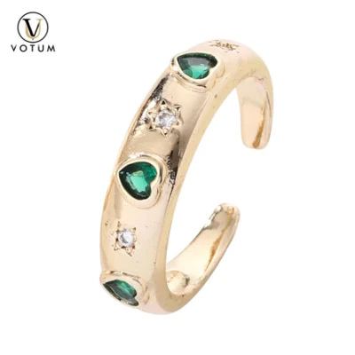 Votum moda 925 joyería de plata esterlina personalizada 18K chapado en oro diamante corazón anillo de cristal venta al por mayor joyería de moissanita para mujer