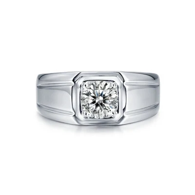 Anillo de diamante Moissanite de joyería de lujo de plata de ley 925 Popular para hombres de boda