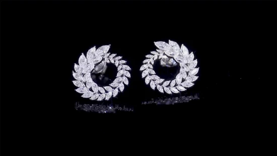 Pendientes de tuerca de oro blanco macizo de 14 quilates con diamantes de moissanita marquesa de diseño único grande 2021 para boda