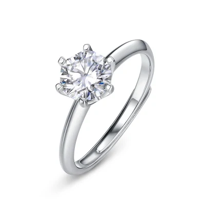 Lujo 925 plata esterlina 1 quilate Moissanite compromiso boda mujeres anillo joyería